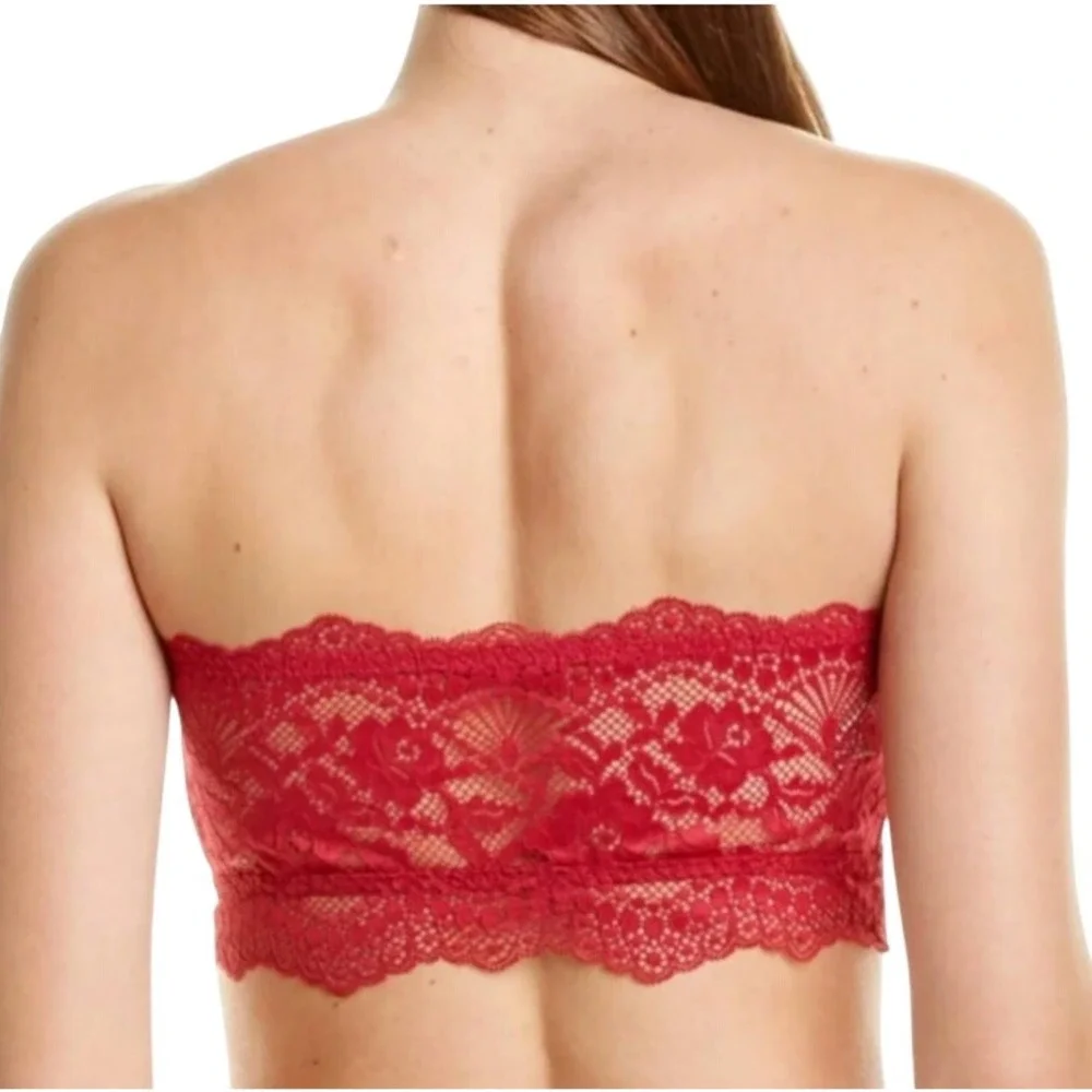 Free People Intimately Lacey Looks Bandeau Bra Burgundy Lace XS NEW